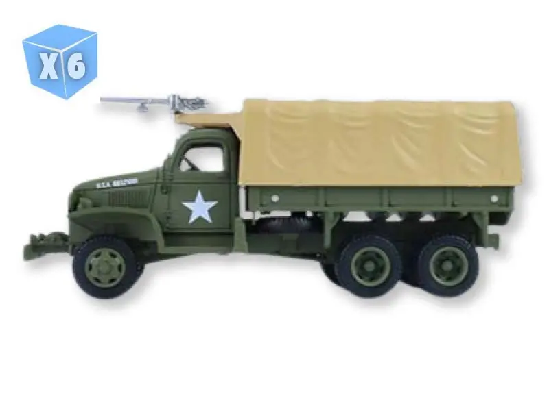 Pre-Order - 6 Pack 1944 Gmc Cckw 353 A1 2.5T Truck - U.S. Army Wwii (Battalion 64 Series 6) Diecast 1:64 Scale Model - Greenlight 61060C 1