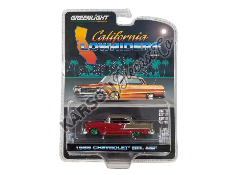 Chase 1955 Chevrolet Bel Air - Ruby Red And Matte Bronze (California Lowriders Series 3) Diecast 1:64 Scale Model - Greenlight 63040A 1