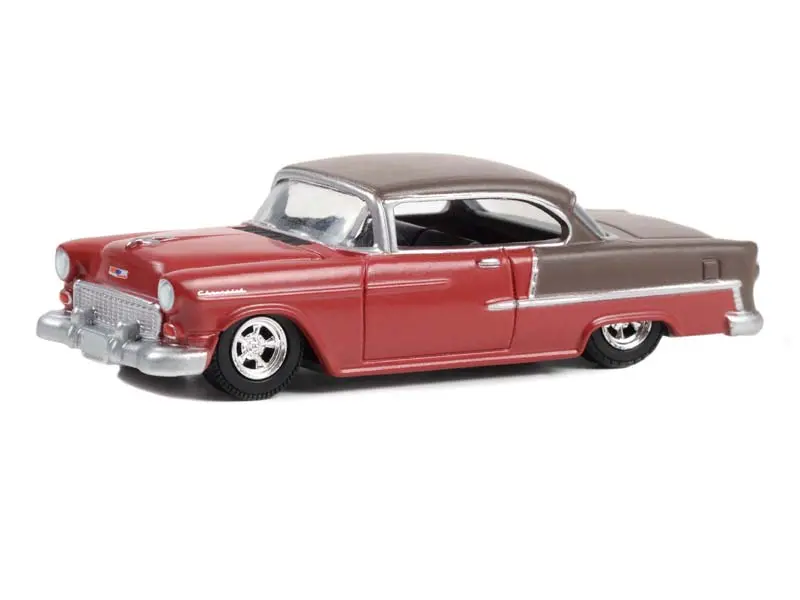 1955 Chevrolet Bel Air - Ruby Red And Matte Bronze (California Lowriders Series 3) Diecast 1:64 Scale Model - Greenlight 63040A 1