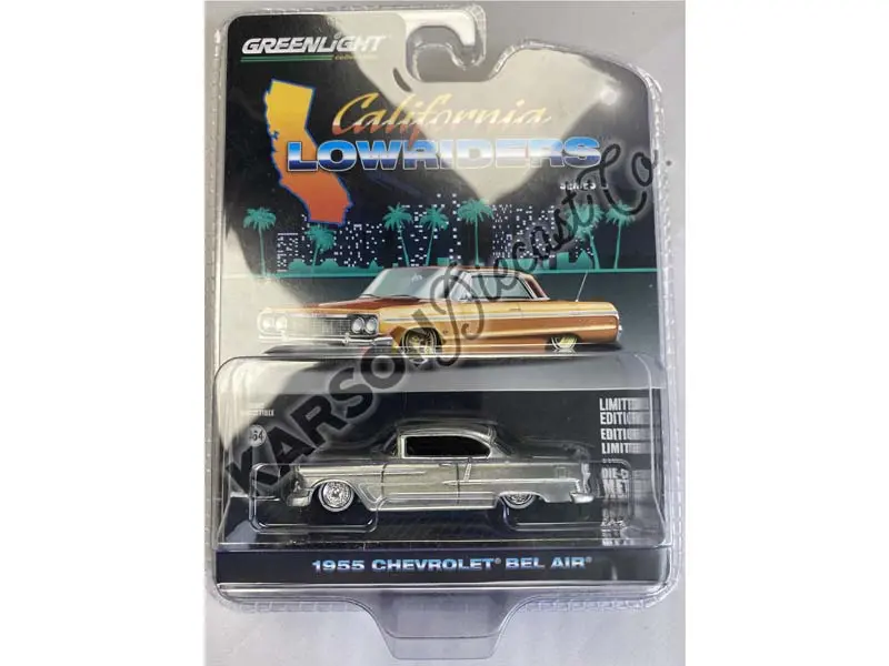 Chase 1955 Chevrolet Bel Air – Red And Silver (California Lowriders Series 5) Diecast 1:64 Scale Model - Greenlight 63060B 1