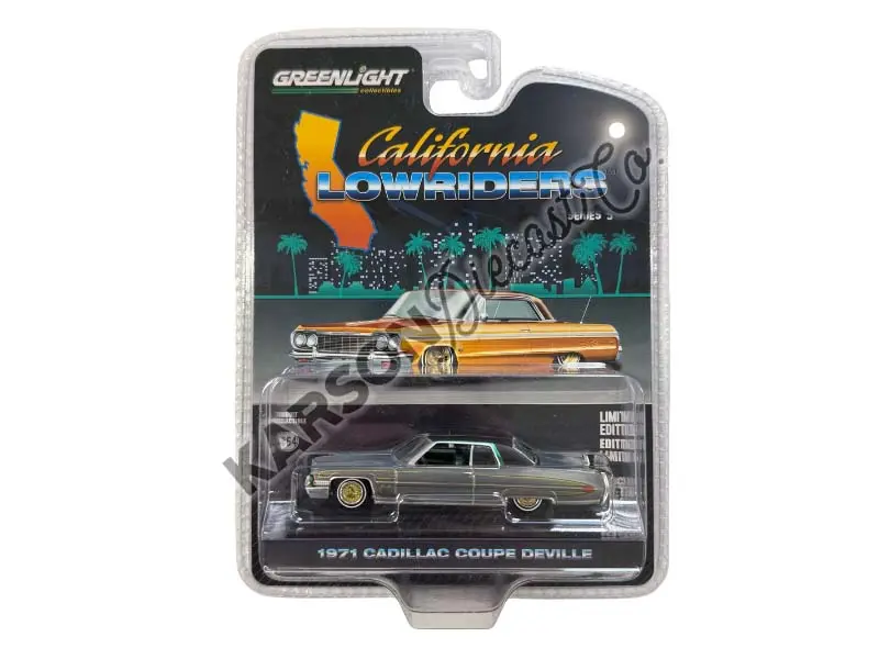 Raw Chase 1971 Cadillac Coupe Deville – Green And Gold (California Lowriders Series 5) Diecast 1:64 Scale Model - Greenlight 63060E 1