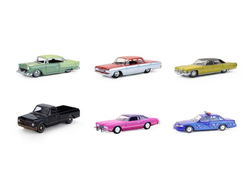 (California Lowriders Series 7) Set Of 6 Diecast 1:64 Scale Models - Greenlight 63080 1