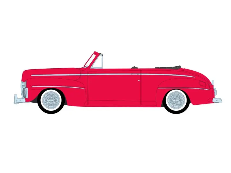 Pre-Order 1942 Ford Deluxe Convertible Top Down - Candy Apple Red (Lowriders Series 8) Diecast 1:64 Scale Model - Greenlight 63090A 1