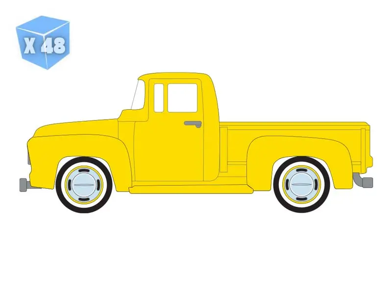 Pre-Order - 48 Pack 1954 Ford F-100 - Bright Yellow (Lowriders Series 8) Diecast 1:64 Scale Model - Greenlight 63090B 1