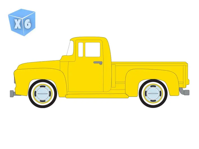 Pre-Order - 6 Pack 1954 Ford F-100 - Bright Yellow (Lowriders Series 8) Diecast 1:64 Scale Model - Greenlight 63090B 1