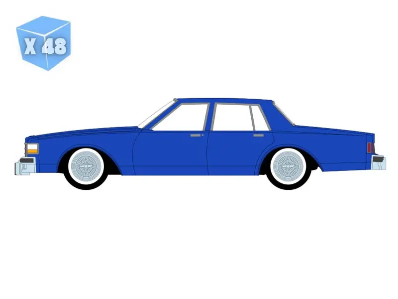 Pre-Order - 48 Pack 1986 Chevrolet Caprice - Electric Blue (Lowriders Series 8) Diecast 1:64 Scale Model - Greenlight 63090E 1