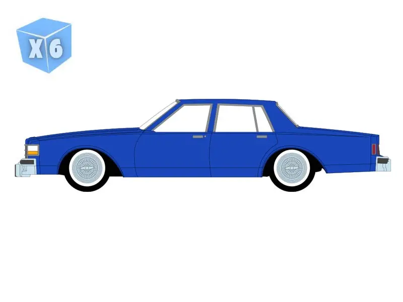 Pre-Order - 6 Pack 1986 Chevrolet Caprice - Electric Blue (Lowriders Series 8) Diecast 1:64 Scale Model - Greenlight 63090E 1