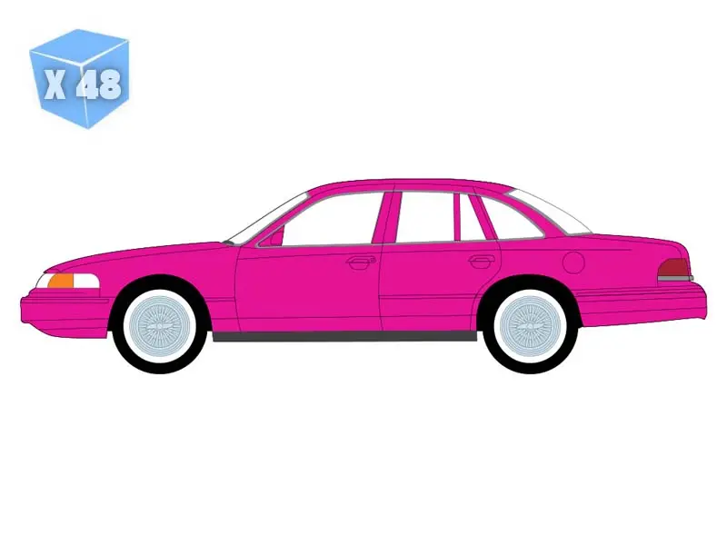 Pre-Order - 48 Pack 1996 Ford Crown Victoria - Bubblegum Pink (Lowriders Series 8) Diecast 1:64 Scale Model - Greenlight 63090F 1