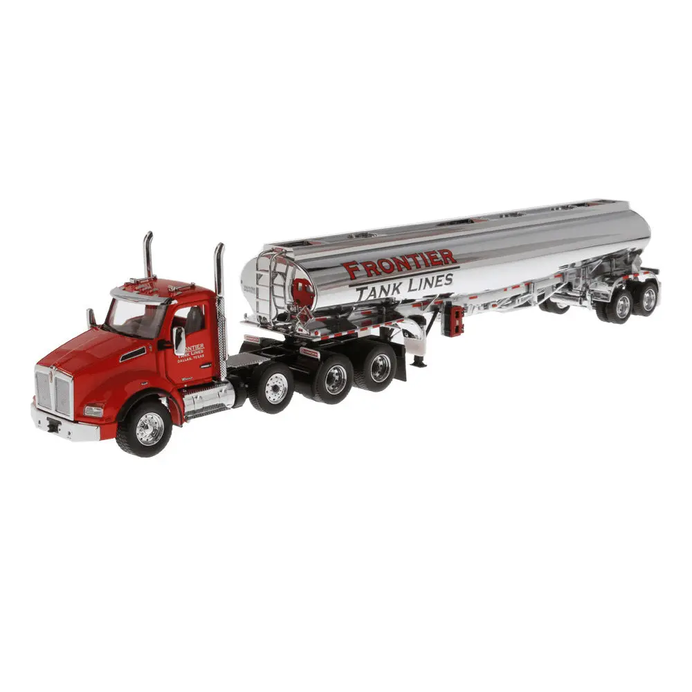 Kenworth T880s Sbfa Tandem W/ Pusher Axle Day Cab W/ Heil Fd9300 Dt-C4 Petroleum Trailer Diecast 1:50 Scale Model - Diecast Masters 64190 1