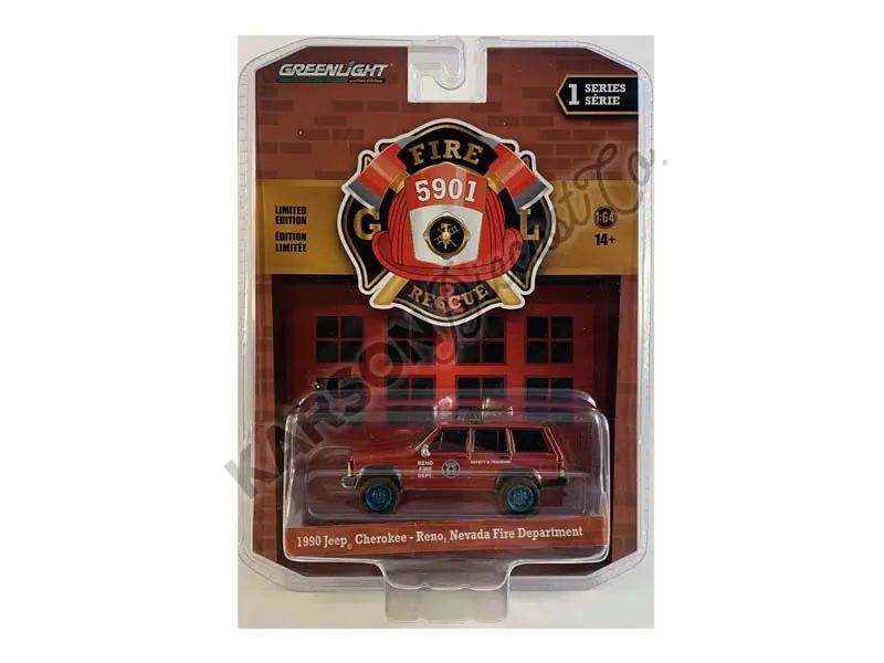 Chase 1990 Jeep Cherokee - Reno, Nevada Fire Department (Fire & Rescue) Series 1 Diecast 1:64 Scale Model Truck - Greenlight 67010D 1