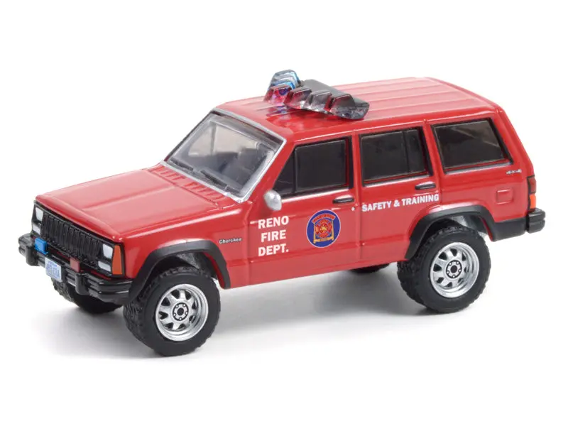 1990 Jeep Cherokee - Reno, Nevada Fire Department (Fire & Rescue) Series 1 Diecast 1:64 Scale Model Truck - Greenlight 67010D 1