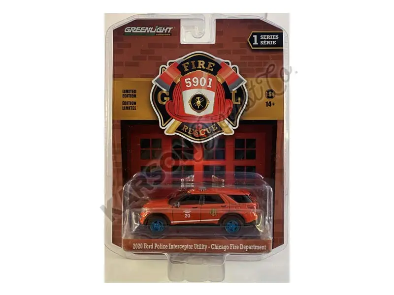 Chase 2020 Ford Police Interceptor Utility Chicago Illinois Fire Department "Fire & Rescue Series 1" Diecast 1:64 Model - Greenlight 67010F 1