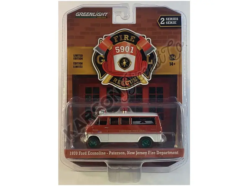 Chase 1970 Ford Econoline - Paterson Fire Dept. Paterson New Jersey (Fire & Rescue) Series 2 Diecast 1:64 Model - Greenlight 67020A 1