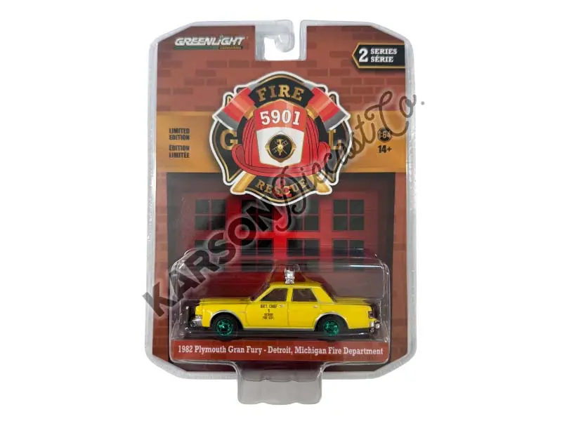 Chase 1982 Plymouth Gran Fury - Detroit Michigan Fire Department Battalion Chief #1 (Fire & Rescue Series 2) Diecast 1:64 Model - Greenlight 67020C 1