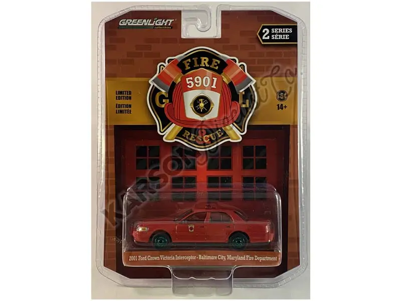 Chase 2001 Ford Crown Victoria Interceptor - Baltimore City Maryland Fire Department (Fire & Rescue) Series 2 Diecast 1:64 Model - Greenlight 67020E 1