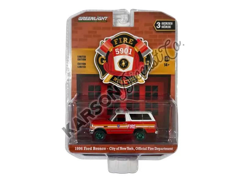 Chase 1996 Ford Bronco - Fdny The Official Fire Department City Of New York (Fire & Rescue Series 3) Diecast 1:64 Scale Model - Greenlight 67030E 1