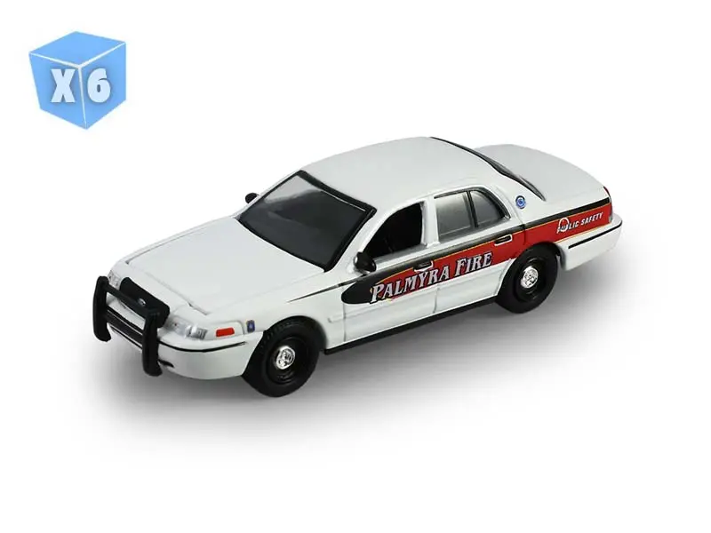 6 Pack 2011 Ford Crown Victoria - Palmyra, Pennsylvania Fire Department (Fire & Rescue Series 5) Diecast 1:64 Scale Model - Greenlight 67070A 1