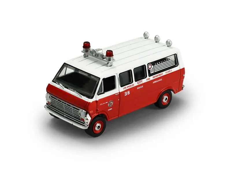 1969 Ford Econoline Ambulance - Los Angeles Fire Department (Fire & Rescue Series 5) Diecast 1:64 Scale Model - Greenlight 67070B 1