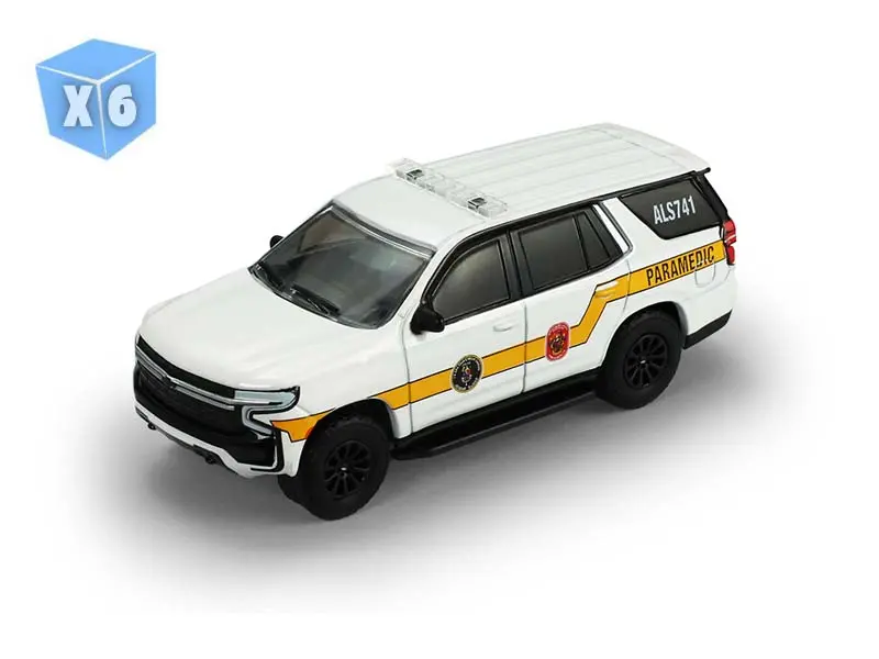 6 Pack 2024 Chevrolet Tahoe - Bethesda Maryland Bethesda-Chevy Chase Rescue Squad (Fire & Rescue Series 5) Diecast 1:64 Scale Model - Greenlight 67070D 1