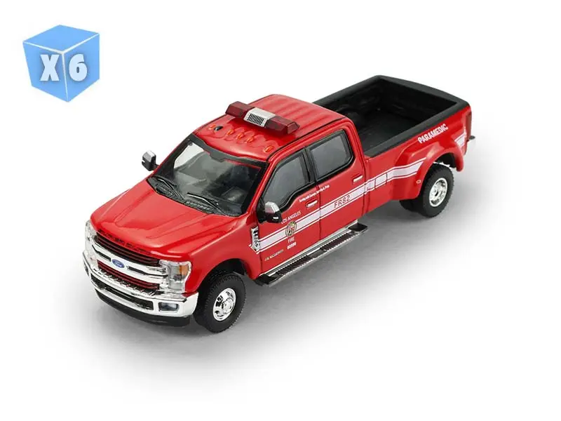 6 Pack 2018 Ford F-350 - Los Angeles Fire Department (Fire & Rescue Series 5) Diecast 1:64 Scale Model - Greenlight 67070F 1