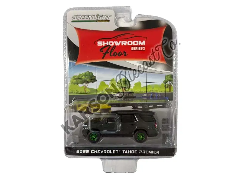 Chase 2022 Chevrolet Tahoe Premier - Evergeen Gray Metallic (Showroom Floor Series 2) Diecast 1:64 Scale Model - Greenlight 68020D 1