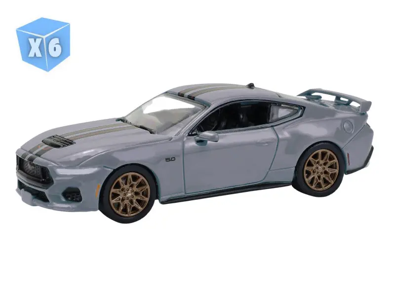 6 Pack 2024 Ford Mustang Gt – Dark Matter Gray – Bronze Appearance Package (Showroom Floor Series 7) Diecast 1:64 Scale Model - Greenlight 68070B 1