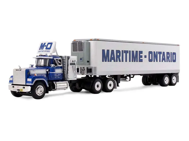 Pre-Order Mack Super-Liner W/ 36" Vintage Sleeper & 40' Vintage Trailer W/ Reefer (Legacy Series #4: Maritime-Ontario) Diecast 1:64 Scale Model - Dcp 69-2273 1