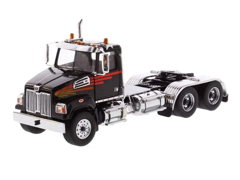 Western Star 4700 Sf Tandem Day Cab Tractor - Metallic Black (Transport Series) 1:50 Scale Model - Diecast Masters 71036 1