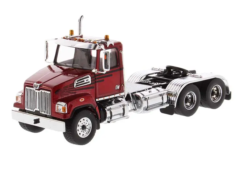 Western Star 4700 Sf Tandem Day Cab Tractor - Metallic Red (Transport Series) 1:50 Scale Model - Diecast Masters 71037 1