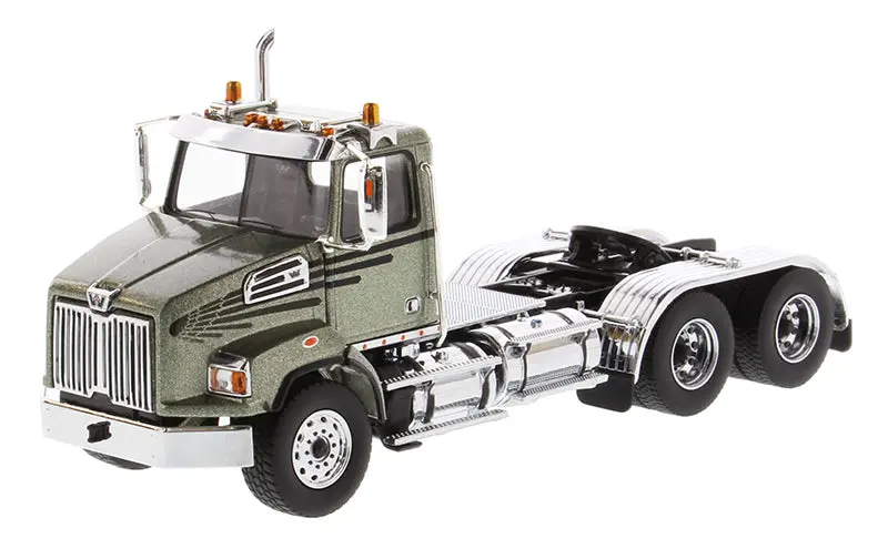 Western Star 4700 Sbfa Tandem Day  Cab - Metalic Olive Green 1:50 Scale Model - Diecast Master 71038 1