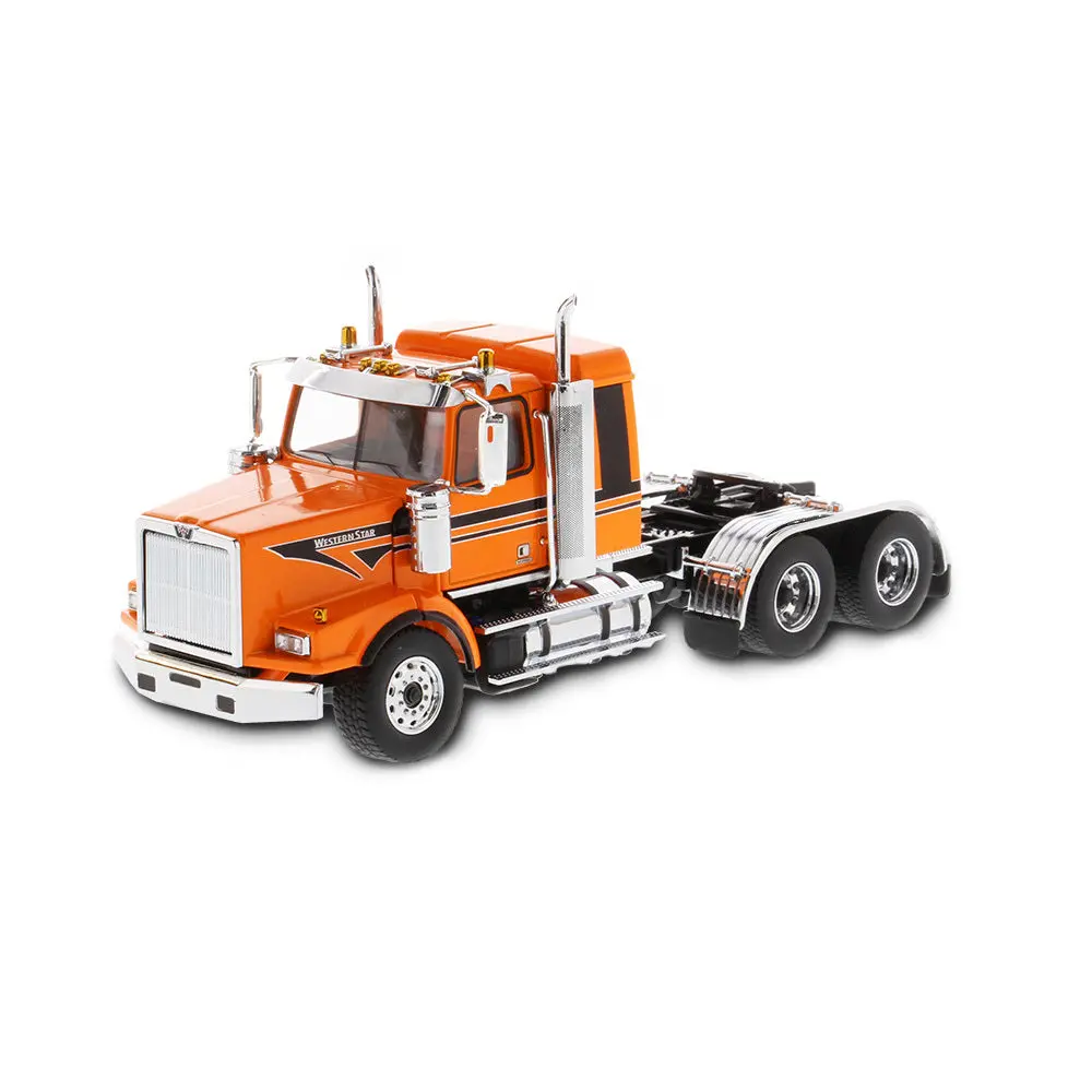 Western Star 4900 Sbfa Tandem W/ 40" Sleeper - Metalic Orange & Black Swoosh (Transport Series) Diecast 1:50 Model - Diecast Masters 71063 1