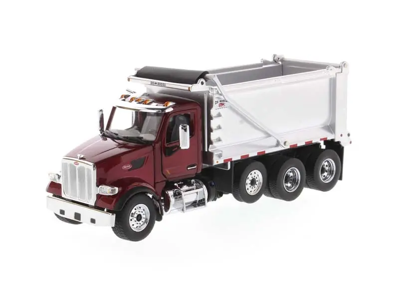Peterbilt 567 Sffa Tandem Axle W/ Pusher Axle Ox Stampede Dump Truck Red (Transport Series) 1:50 Scale Model - Diecast Masters 71077 1