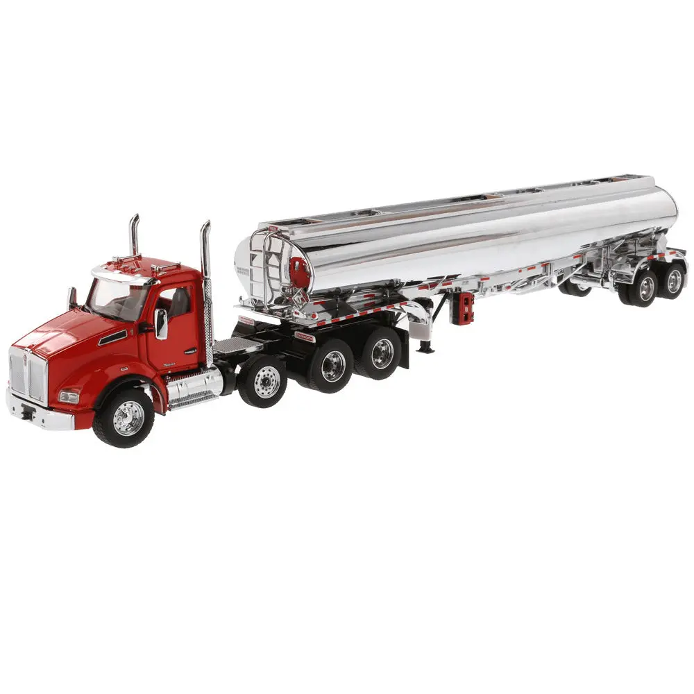 Kenworth T880s Sbfa Tandem W/ Pusher Axle Day Cab W/ Heil Fd9300 Dt-C4 Petroleum Trailer (Transport Series) 1:50 Scale Model - Diecast Masters 71102 1