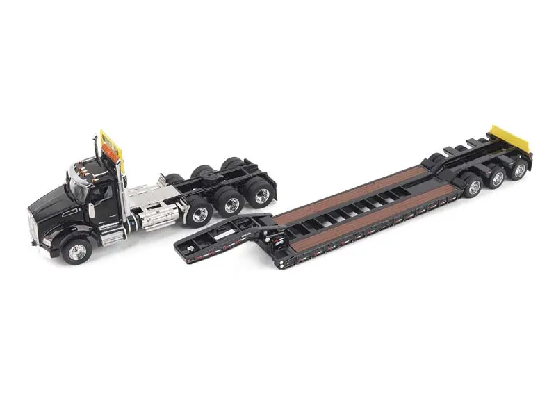 Kenworth T880 Sbfa Daycab Tridem Tractor W/ Trail King Tk120 Hdg Lowboy Trailer (Transport Series) Diecast 1:50 Scale Model - Diecast Masters 71134 1
