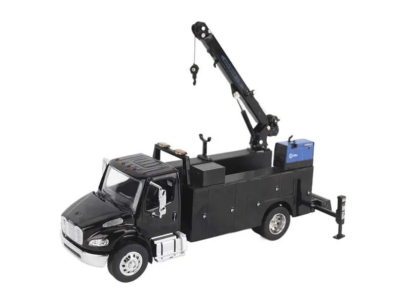 Pre-Order Freightliner M2-106 Auto-Crane Titan85-Body Hc14-Crane Work Truck W/ Ac40 Compressor And Miller Trailblazer Welder Black Diecast 1:50 Scale Model - Diecast Master 71215 1