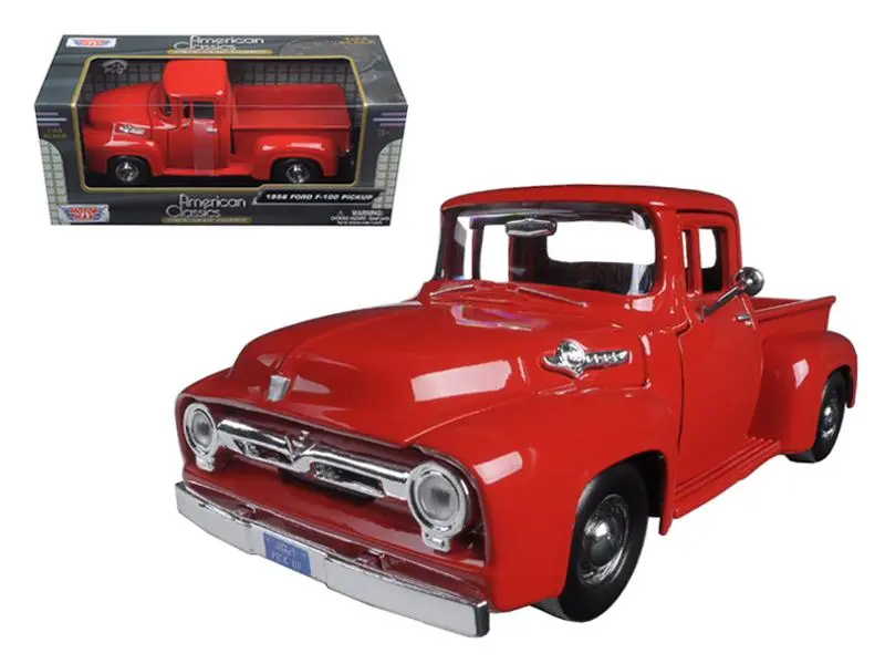 1956 Ford F-100 Pickup Truck Red 1:24 Diecast Model - Motormax - 73235Rd 1