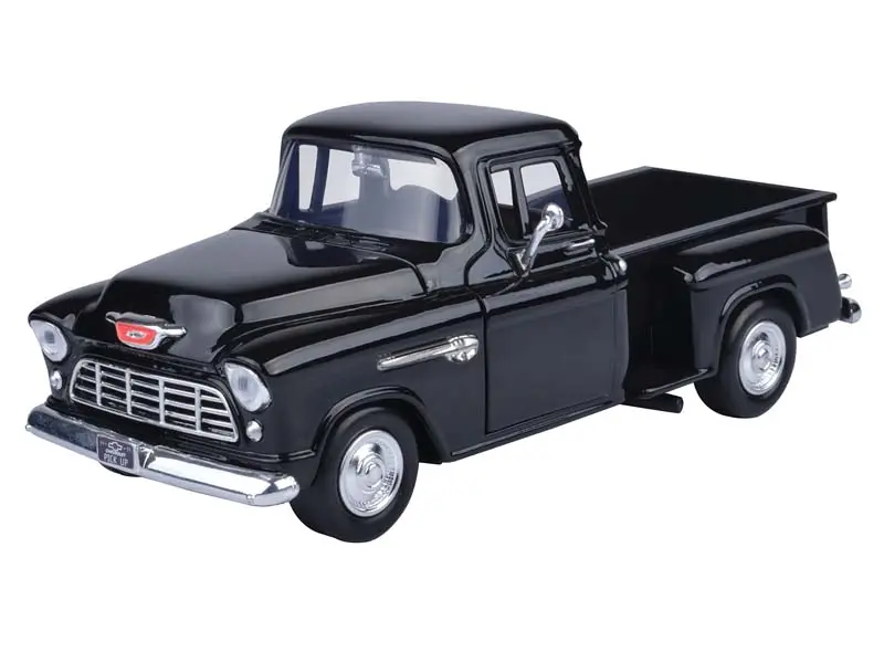 1955 Chevrolet Step-Side Truck - Black (Timeless Legends) Diecast 1:24 Scale Model - Motormax 73236Bk 1