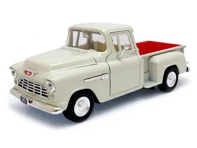 1955 Chevrolet 5100 Stepside Pickup - White (American Classic) Diecast 1:24 Scale Model - Motormax 73236Wh 1