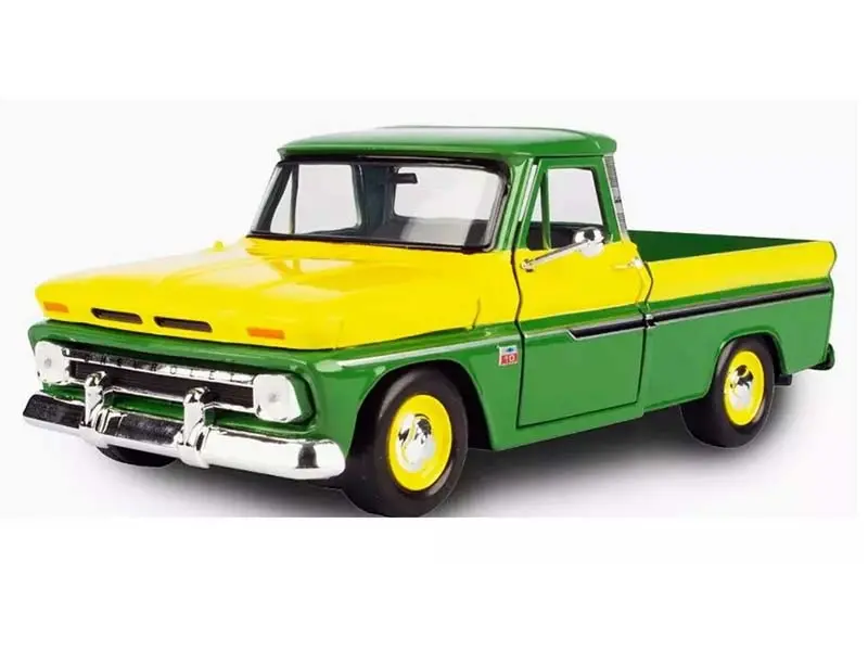 1966 Chevrolet C10 Fleetside Pickup – Green/Yellow (Timeless Legends) Diecast 1:24 Scale Model - Motormax 73355Ylgrn 1