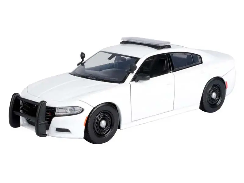 2023 Dodge Charger Pursuit Plain White W/ Lightbar Diecast 1:24 Scale Model - Motormax 76996Wh 1