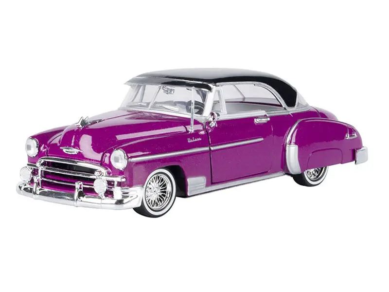 1950 Chevrolet Bel Air Lowrider - Purple W/ Black Top (Get Low) Diecast 1:24 Scale Model - Motormax 79026Pu 1