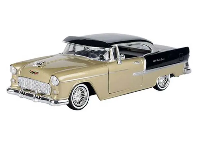 1955 Chevrolet Bel Air Coupe Hardtop – Beige/Black (Get Low) Diecast 1:24 Scale Model - Motormax 79031Be 1