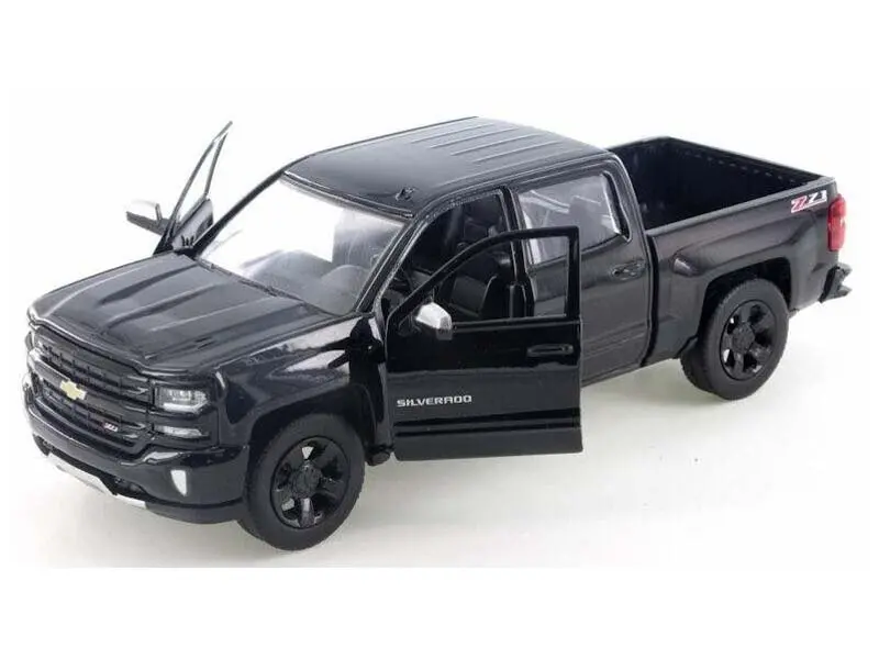 2017 Chevrolet Silverado 1500 Lt Z71 Crew Cab - Black Diecast 1:24 Scale Model - Motormax 79348Bk 1