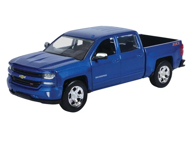2017 Chevrolet Silverado 1500 Lt Z71 Crew Cab Blue (Timeless Legends) Diecast 1:27 Scale Model Truck - Motormax 79348Bl 1