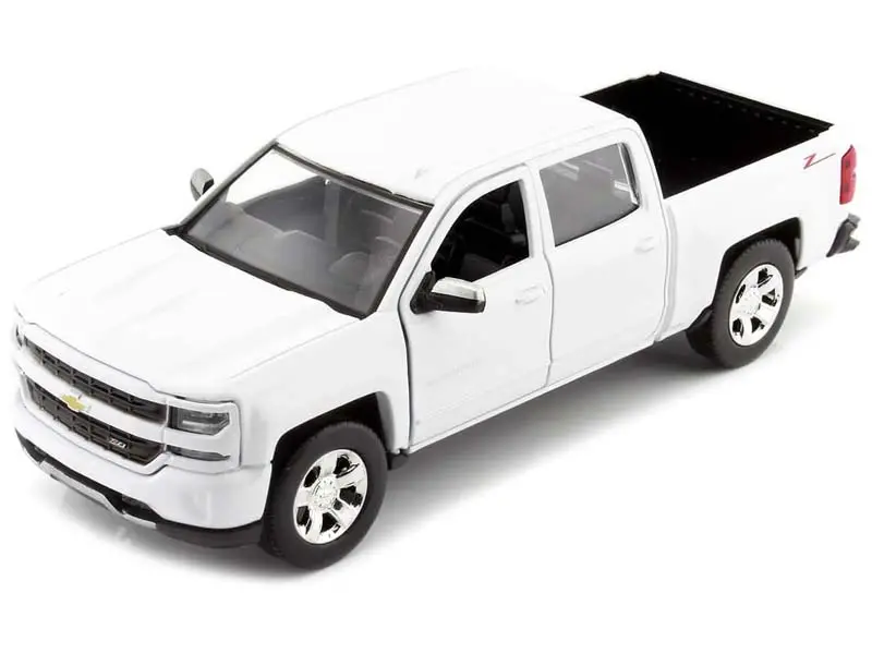 2017 Chevrolet Silverado 1500 Lt Z71 Crew Cab - White Diecast 1:24 Scale Model - Motormax 79348Wh 1