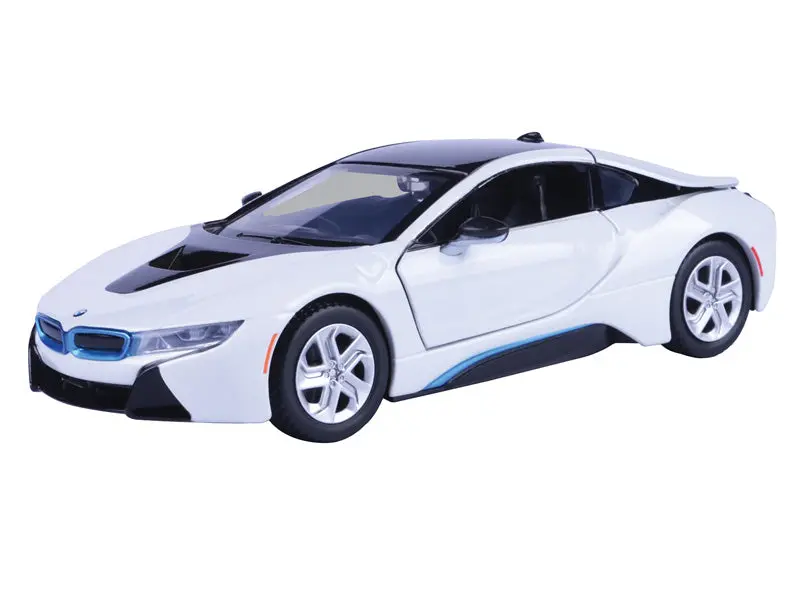 2018 Bmw I8 Coupe - Metallic White W/ Black Top Diecast 1:24 Model Car - Motormax 79359Wh 1