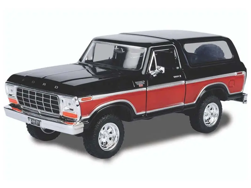 1978 Ford Bronco Ranger Xlt - Black And Red Two-Tone Hardtop W/ Spare Wheel (Timeless Legends) Diecast 1:24 Scale Model - Motormax 79371Bkrd 1