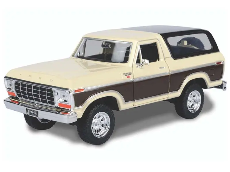 1978 Ford Bronco Ranger Xlt - Tan And Brown W/ Black Hardtop W/ Spare Wheel (Timeless Legends) Diecast 1:24 Scale Model - Motormax 79371Tabrn 1
