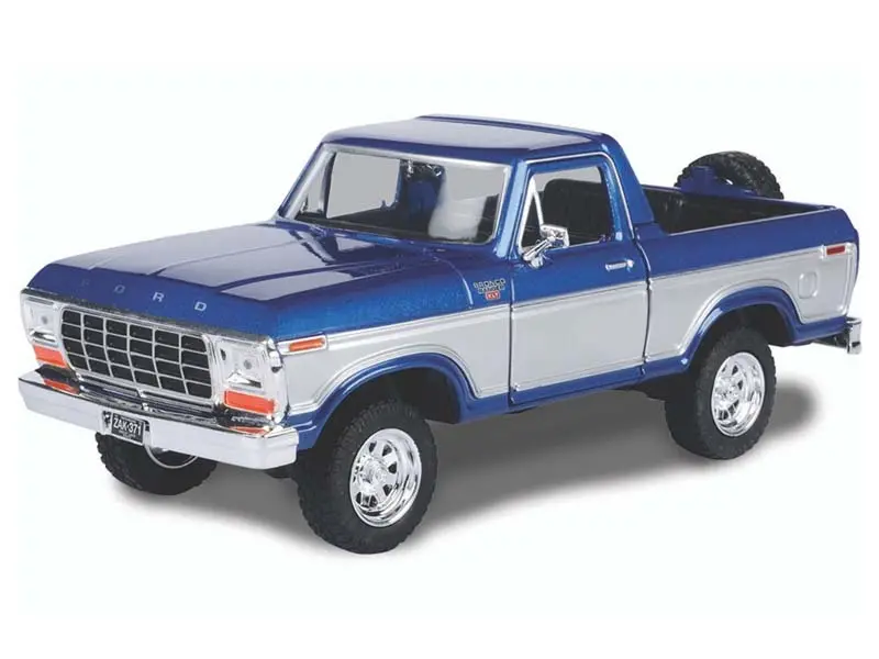 1978 Ford Bronco Ranger Xlt - Blue And Silver Two-Tone W/ Spare Tire (Timeless Legends) Diecast 1:24 Scale Model - Motormax 79372Blsil 1