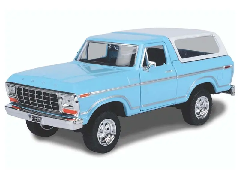 1978 Ford Bronco Custom - Light Blue W/ White Hardtop (Timeless Legends) Diecast 1:24 Scale Model - Motormax 79373Ltbl 1